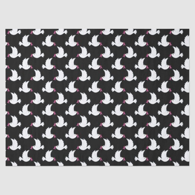 White Bird Breast Cancer Awareness Pattern Tissue Paper (Front)