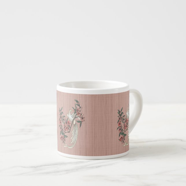 White Bird - Cherry Blossoms (6 oz Ceramic Mug) Espresso Cup (Front Right)