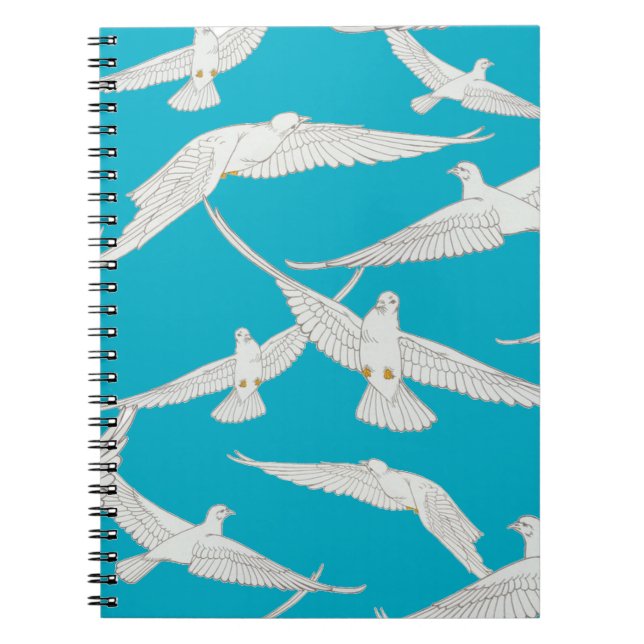White bird, dove pattern notebook (Front)