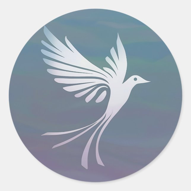 White Bird in a Blue Sky Classic Round Sticker (Front)