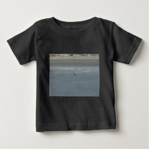 White Bird on Grey Sand Beach Art Print Baby T-Shirt