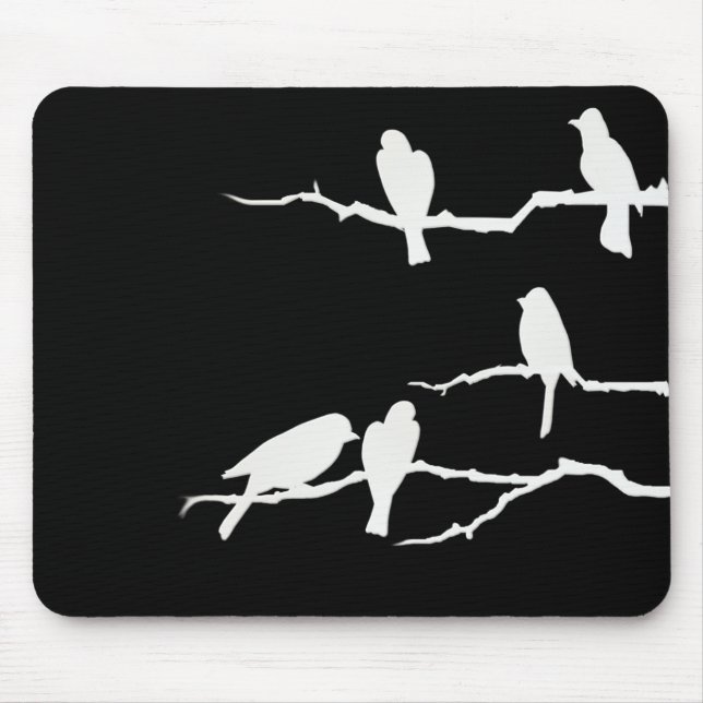 White Bird Silhouette Mousepad (Front)