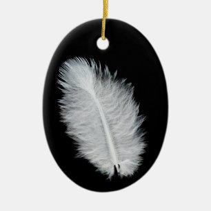 White bird's feather ceramic tree decoration