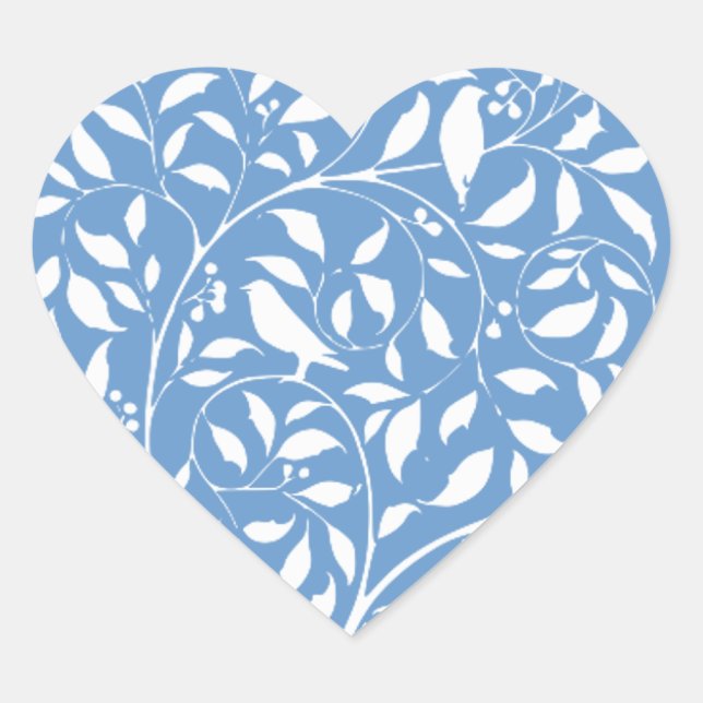 White Birds in Tree Heart Sticker (Front)