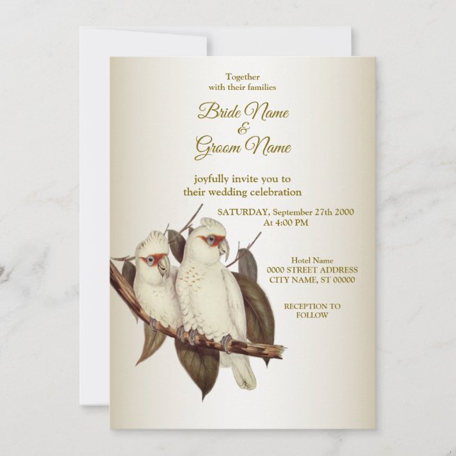 White Birds Wedding Invitation (Front)