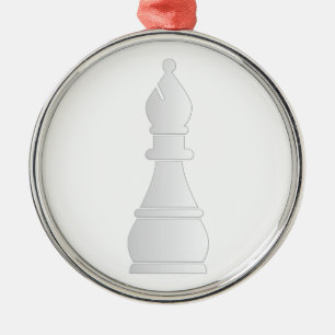 White bishop chess piece metal tree decoration