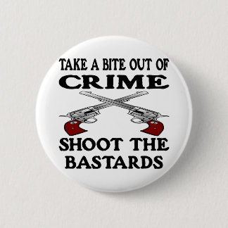 White Bite Out Crime Bastards 6 Cm Round Badge