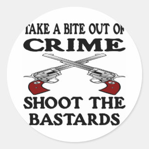 White Bite Out Crime Bastards Classic Round Sticker