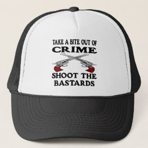 White Bite Out Crime Bastards Trucker Hat