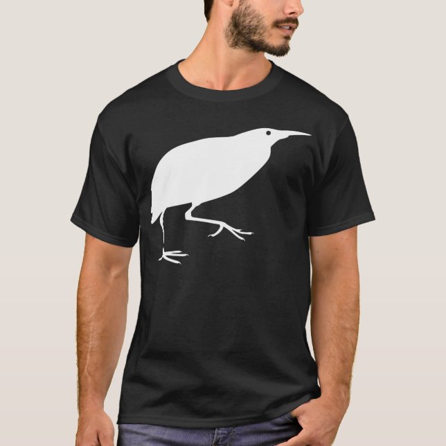 White Bittern Bird Silhouette Custom T-Shirt (Front)