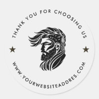 White Blac Custom Typography Classic Round Sticker