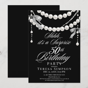 White & Black 50th Birthday Invitation