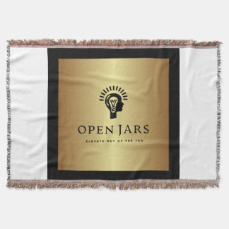 White, Black, and Gold Cotton Throw Blanket