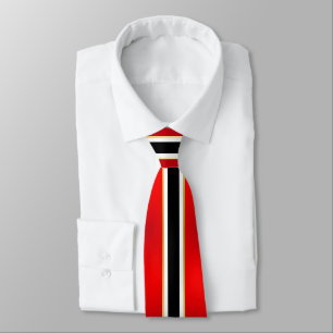 White Black and Gold Stripes on Red Tie