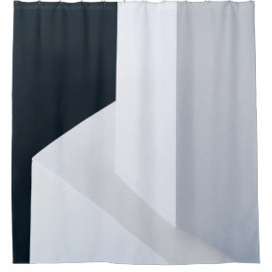 White, black, and grey illustration shower curtain