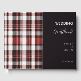White, Black and Red Scottish Tartan Wedding Guest Book
