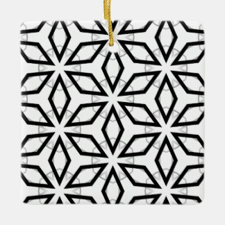 White Black and Silver Geometric pattern Ceramic Ornament