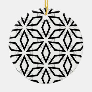 White Black and Silver Geometric pattern Ceramic Tree Decoration