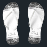 White, Black and Silver Lace | Wedding Party Jandals<br><div class="desc">Flip Flop Shoes. DIY Text. ⭐This Product is 100% Customisable. Graphics and text can be deleted, moved, resized, changed around, rotated, etc... 99% of my designs in my store are done in layers. This makes it easy for you to resize and move the graphics and text around so that it...</div>