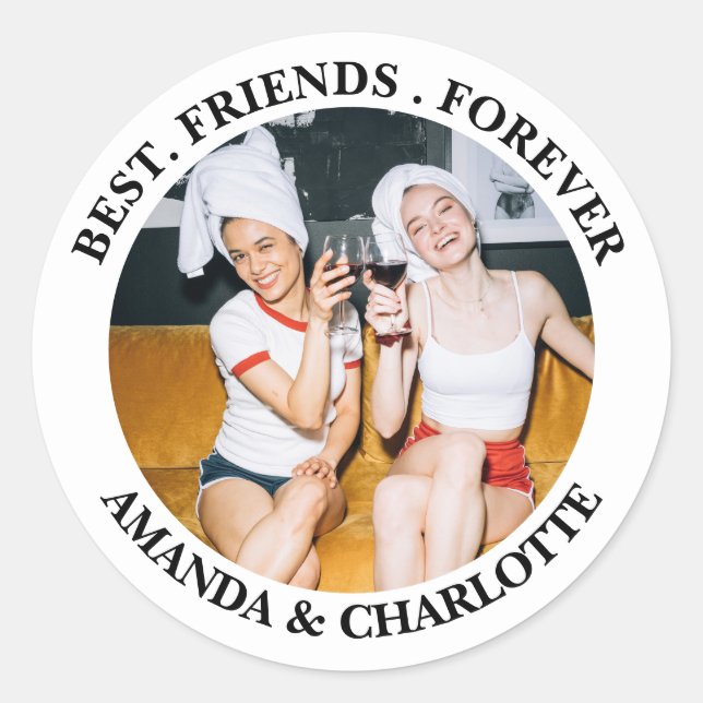 White & Black Best Friends Forever Sticker (Front)