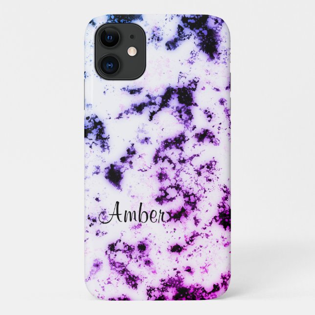 White Black Blue Purple Pink Marble Paint Splash Case-Mate iPhone Case (Back)
