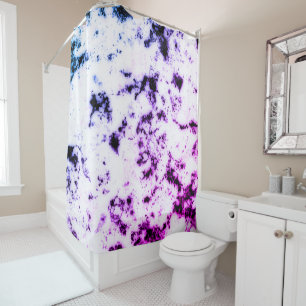 White Black Blue Purple Pink Marble Paint Splash Shower Curtain