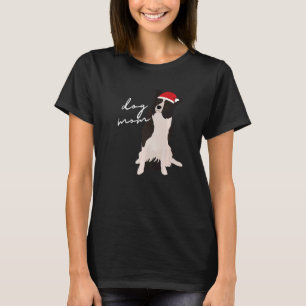 White & Black Border Collie Dog Mum Christmas T-Shirt