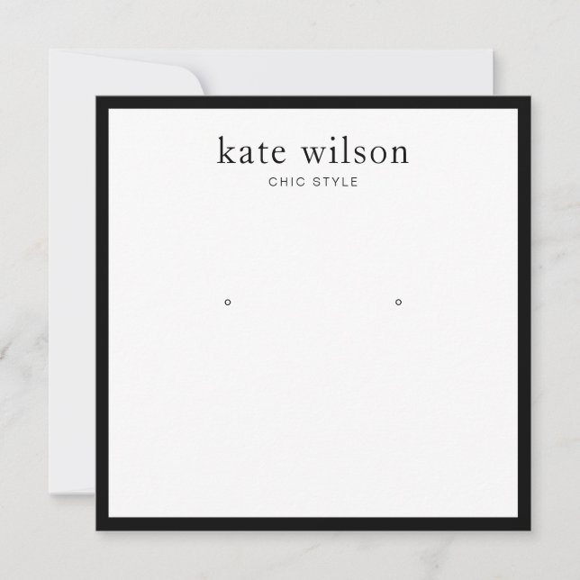 White Black Border Jewellery Earring Display Invitation (Front)
