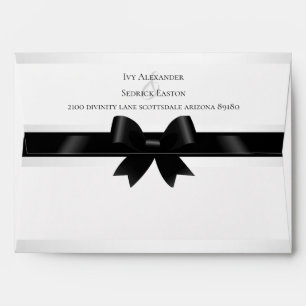 White & Black Bow Formal Wedding Envelope