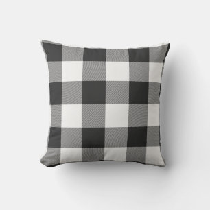White Black Buffalo Check Plaid Pattern Cushion