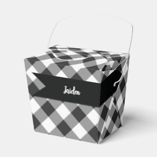 White Black Buffalo Check Plaid Pattern Favour Box