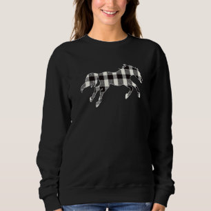 White & Black Buffalo Plaid Lumberjack Horse Chris Sweatshirt