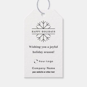  White Black Business Logo QR Christmas Minimal Gift Tags