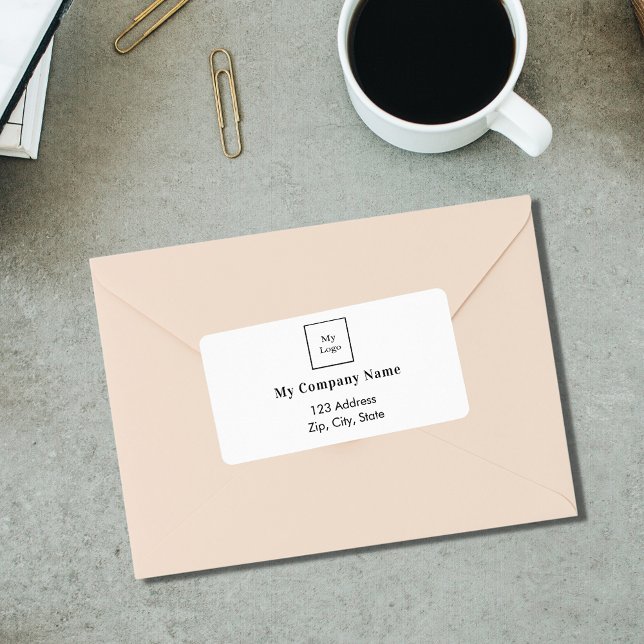 White black business logo return address label (Creator Uploaded)