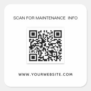 White black business qr code maintenance info square sticker