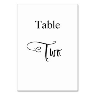 White Black calligraphy table two elegant Number