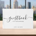 White & Black Calligraphy Vacation Home or Rental Guest Book<br><div class="desc">Stylish personalised guestbook featuring the word "guestbook" in trendy calligraphy script. This versatile guestbook can be used for vacation homes, vacation rentals, bed and breakfasts, etc. Personalise it by replacing the placeholder text to add your information. For more options click the "Customise it" button. *Please note that the Zazzle Watermark...</div>