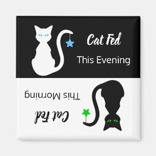 White/Black Cat Fed Reminder Magnet