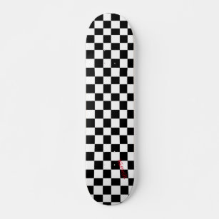 White & Black Checkers & Name or Text Skateboard