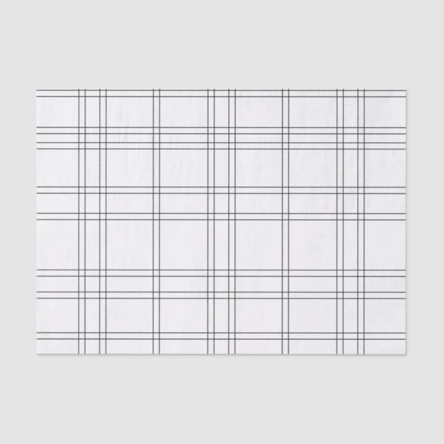 White & Black Chic Fashion Plaid Pattern Print Tissue Paper (Front)