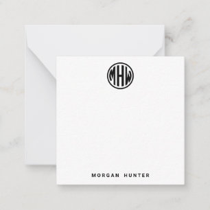 White Black Circle Monogram Font DIY BG Card