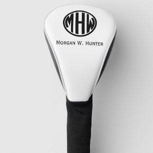 White Black Circle Monogram Font DIY BG Golf Head Cover