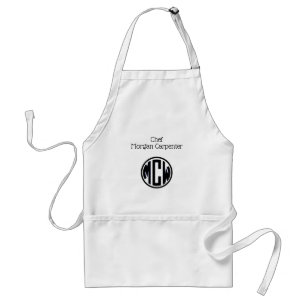 White Black Circle Monogram Font DIY BG Standard Apron
