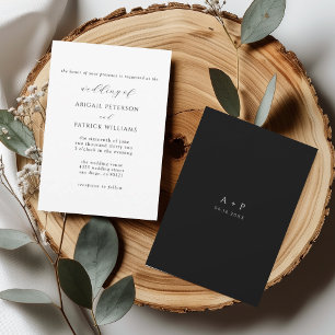 White & Black Classic Minimal Wedding Invitation