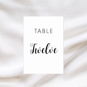 White black classic wedding table number