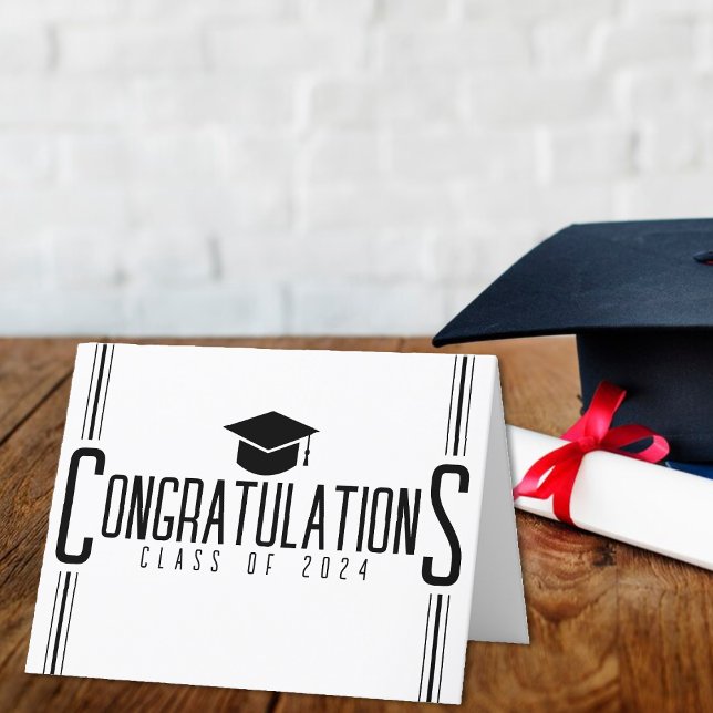 White & Black Congratulations Class Of Graduation Thank You Card (White & Black Congratulations Class Of Graduation Thank You Card)