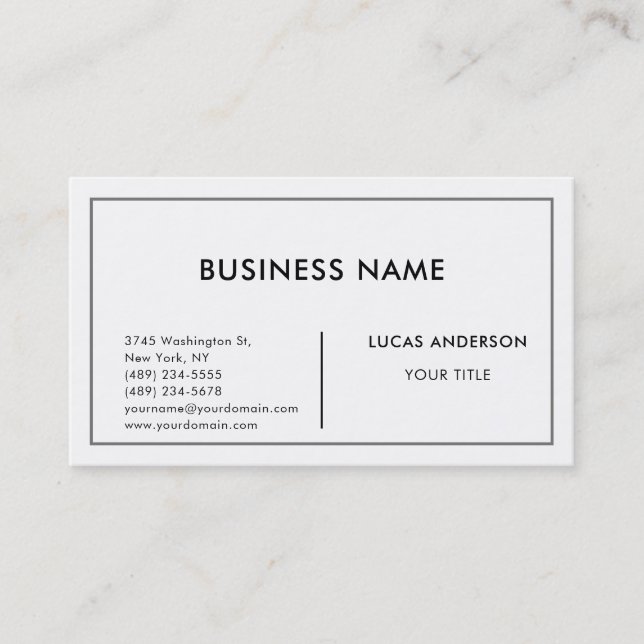 White Black Contemporary Consultant  Business Card (Front)