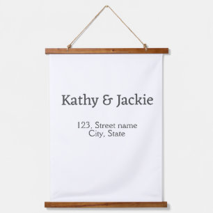 White black couple name address city state simple hanging tapestry