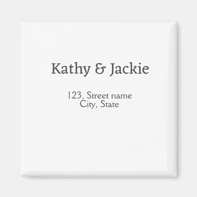 White black couple name address city state simple  magnet (Front)