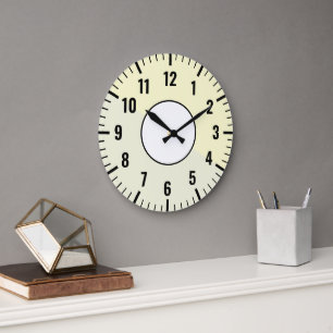 White & Black & Cream & Beige Clock With (Neutral)